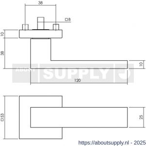 Intersteel 0612 deurkruk gatdeel Amsterdam op rozet verdekt 53x53X10 mm RVS - S26011258 - afbeelding 2