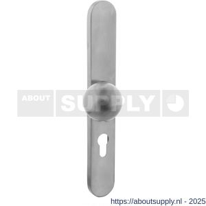 Intersteel 0661 knopschild ovaal verdekt XL links 278x40x10 mm met nokken en vaste knop bol-schuin profielcilindergat 72 mm RVS - S26005302 - afbeelding 1
