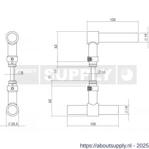 Intersteel 0671 deurkruk L/T recht RVS - S26005312 - afbeelding 2