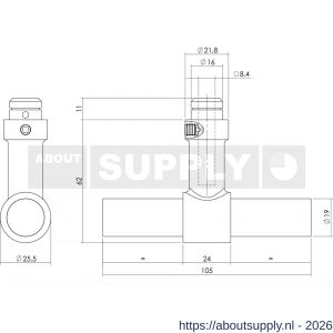 Intersteel 0671 deurkruk gatdeel T-model recht RVS - S26005313 - afbeelding 2