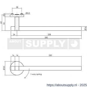 Intersteel 0719 deurkruk gatdeel rechts Shiraat by Grand en Johnson op rozet met schroefgaten diameter 55x8 mm RVS - S26011292 - afbeelding 2