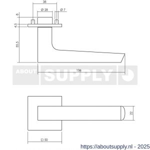 Intersteel Exclusives 0723 deurkruk Moors No.1 met rozet verdekt 50x50x5 mm met nokken RVS-structuur zwart - S26008427 - afbeelding 2