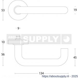 Intersteel 0758 deurkruk Rond brandvertragend 9 mm op rozet verdekt diameter 53x10 mm met nokken en cilinderrozetten RVS - S26005428 - afbeelding 2