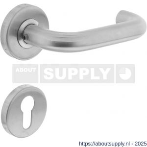 Intersteel 0758 deurkruk Rond brandvertragend 9 mm op rozet verdekt diameter 53x10 mm met nokken en cilinderrozetten RVS - S26005428 - afbeelding 1