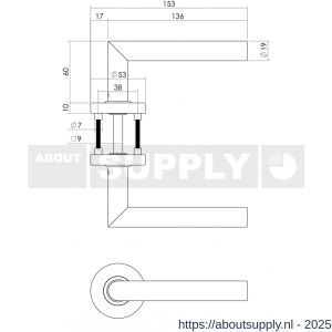 Intersteel 0763 deurkruk Jura brandvertragend 9 mm op rozet verdekt diameter 53x10 mm met nokken en cilinderrozetten RVS - S26005430 - afbeelding 2