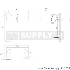 Intersteel Essentials 0775 deurkruk Rond brandvertragend met stift 9x9 mm op schild verdekt ovaal 176x46 mm blind RVS - S26000963 - afbeelding 2