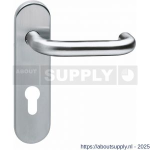 Intersteel Essentials 0775 deurkruk Rond brandvertragend met stift 9x9 mm op schild verdekt ovaal 176x46 mm profielcilindergat 72 mm RVS - S26000964 - afbeelding 1