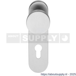 Intersteel 0778 knopschild ovaal verdekt brandvertragend 170x47x8 mm met vaste knop plat en wisselstift 9 mm profielcilindergat 72 mm RVS - S26000972 - afbeelding 1