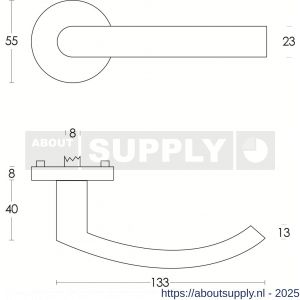 Intersteel 0906 deurkruk Blok op rozet verdekt diameter 55x8 mm met nokken en sleutelrozetten RVS - S26000574 - afbeelding 2