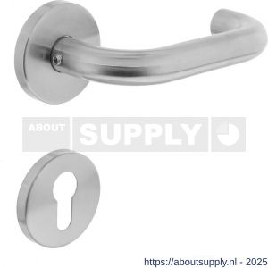 Intersteel 1011 deurkruk Rond op rozet verdekt diameter 55x8 mm met nokken en cilinderrozetten RVS - S26005478 - afbeelding 1