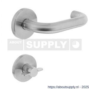 Intersteel 1011 deurkruk Rond op rozet verdekt diameter 55x8 mm met nokken en WC-sluiting met stift 8x8 mm RVS - S26005479 - afbeelding 1