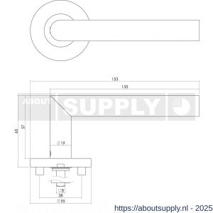 Intersteel 1012 deurkruk Jura op rozet verdekt diameter 55x8 mm met nokken en sleutelrozetten RVS - S26005485 - afbeelding 2