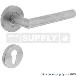 Intersteel 1012 deurkruk Jura op rozet verdekt diameter 55x8 mm met nokken en cilinderrozetten RVS - S26005486 - afbeelding 1
