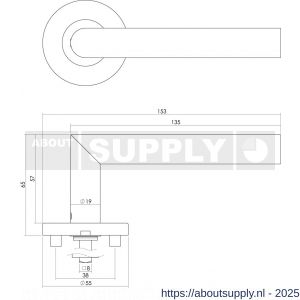 Intersteel 1012 deurkruk Jura op rozet verdekt diameter 55x8 mm met nokken en rondcilinderrozetten RVS - S26005487 - afbeelding 2