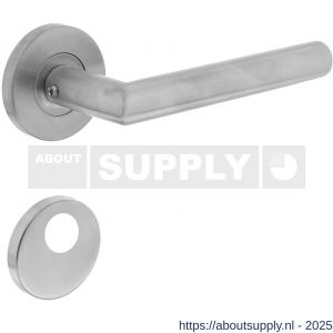 Intersteel 1012 deurkruk Jura op rozet verdekt diameter 55x8 mm met nokken en rondcilinderrozetten RVS - S26005487 - afbeelding 1
