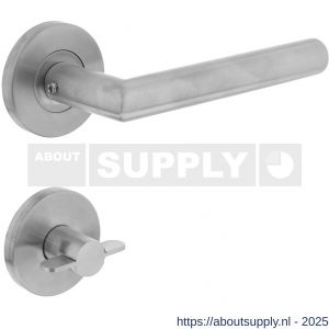 Intersteel 1012 deurkruk Jura op rozet verdekt diameter 55x8 mm met nokken en WC-sluiting met stift 8x8 mm RVS - S26005489 - afbeelding 1