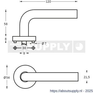 Intersteel Essentials 1013 deurkruk Jupiter op rozet verdekt diameter 55x8 mm met nokken EN 1906/3 RVS - S26005493 - afbeelding 2