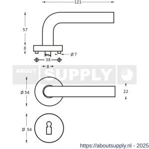 Intersteel 1013 deurkruk Jupiter op rozet verdekt diameter 55x8 mm met nokken en sleutelrozetten RVS - S26005494 - afbeelding 2