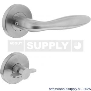 Intersteel 1013 deurkruk Jupiter op rozet verdekt diameter 55x8 mm met nokken en WC-sluiting met stift 8x8 mm RVS - S26005496 - afbeelding 1