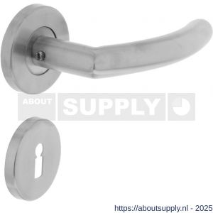 Intersteel 1014 deurkruk Half rond-90 graden op rozet verdekt diameter 55x8 mm met nokken en sleutelrozetten RVS - S26005500 - afbeelding 1