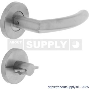 Intersteel 1014 deurkruk Half rond-90 graden op rozet verdekt diameter 55x8 mm met nokken en WC-sluiting met stift 8x8 mm RVS - S26005502 - afbeelding 1