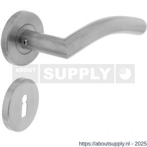 Intersteel 1016 deurkruk Lisa-90 graden op rozet verdekt diameter 55x8 mm met nokken en sleutelrozetten RVS - S26005507 - afbeelding 1