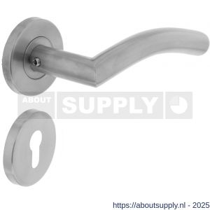 Intersteel 1016 deurkruk Lisa-90 graden op rozet verdekt diameter 55x8 mm met nokken en cilinderrozetten RVS - S26005508 - afbeelding 1