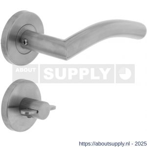 Intersteel 1016 deurkruk Lisa-90 graden op rozet verdekt diameter 55x8 mm met nokken en WC-sluiting met stift 8x8 mm RVS - S26005509 - afbeelding 1