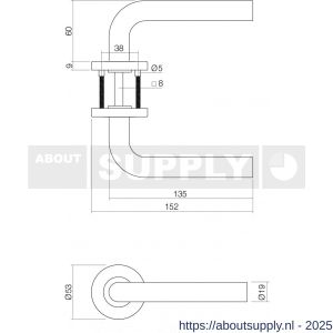 Intersteel 1231 deurkruk Recht Basic op rozet verdekt diameter 53x9 mm RVS - S26000591 - afbeelding 2
