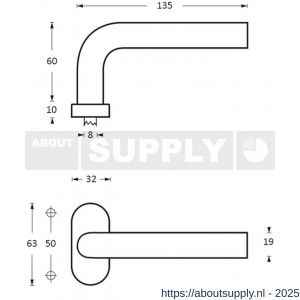 Intersteel Essentials 1235 deurkruk Jura op rozet verdekt ovaal 65x30x10 mm RVS - S26000596 - afbeelding 2