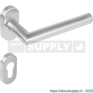 Intersteel 1235 deurkruk Jura op rozet verdekt ovaal 65x30x10 mm en cilinderrozetten RVS - S26000597 - afbeelding 1