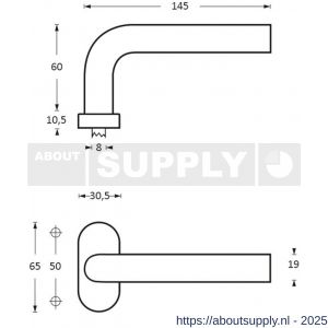 Intersteel Essentials 1236 deurkruk Verkropt op rozet verdekt ovaal 65x30x10 mm RVS - S26000599 - afbeelding 2