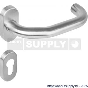 Intersteel 1236 deurkruk Verkropt op rozet verdekt ovaal 65x30x10 mm en cilinderrozetten RVS - S26008458 - afbeelding 1