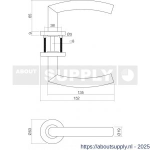 Intersteel 1238 deurkruk Half rond-90 graden Basic op rozet verdekt diameter 53x9 mm RVS - S26007037 - afbeelding 2
