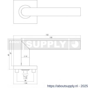 Intersteel 1242 deurkruk Jura op rozet verdekt 53x53x8 mm met nokken en sleutelrozetten RVS - S26000519 - afbeelding 2