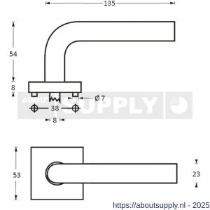 Intersteel Essentials 1243 deurkruk Ovaal-90 graden op rozet verdekt 53x53x8 mm met nokken RVS - S26000608 - afbeelding 2