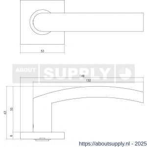 Intersteel 1248 deurkruk Blok op rozet verdekt 53x53x8 mm met nokken en WC-sluiting met stift 8x8 mm RVS - S26008465 - afbeelding 2