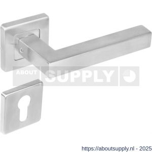 Intersteel 1249 deurkruk Vierkant op rozet verdekt 53x53x8 mm met nokken en cilinderrozetten RVS - S26005549 - afbeelding 1