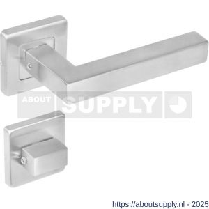 Intersteel 1249 deurkruk Vierkant op rozet verdekt 53x53x8 mm met nokken en WC-sluiting met stift 8x8 mm RVS - S26007352 - afbeelding 1