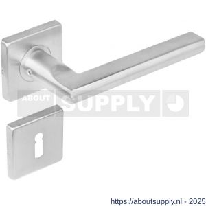 Intersteel 1252 deurkruk Hoek 90 graden-plat op rozet verdekt 53x53x8 mm met nokken en sleutelrozetten RVS - S26005559 - afbeelding 1