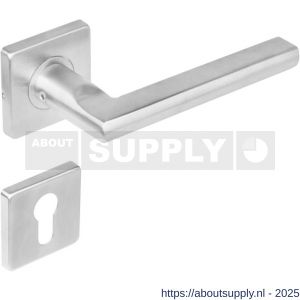 Intersteel 1252 deurkruk Hoek 90 graden-plat op rozet verdekt 53x53x8 mm met nokken en cilinderrozetten RVS - S26008472 - afbeelding 1