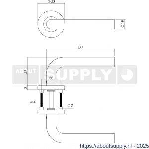 Intersteel 1270 deurkruk Recht op rozet verdekt diameter 53x8 mm met nokken en sleutelrozetten RVS - S26005560 - afbeelding 2