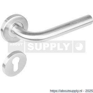 Intersteel 1270 deurkruk Recht op rozet verdekt diameter 53x8 mm met nokken en cilinderrozetten RVS - S26005561 - afbeelding 1