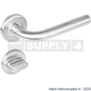 Intersteel 1270 deurkruk Recht op rozet verdekt diameter 53x8 mm met nokken en WC-sluiting met stift 7x7 mm RVS - S26005563 - afbeelding 1