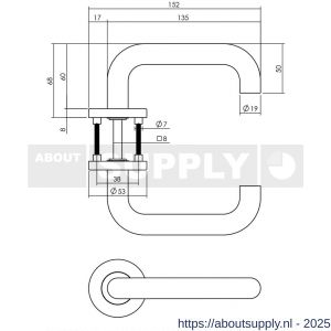 Intersteel Essentials 1271 deurkruk Rond op rozet verdekt diameter 53x8 mm met nokken EN 1906/4 RVS - S26005567 - afbeelding 2