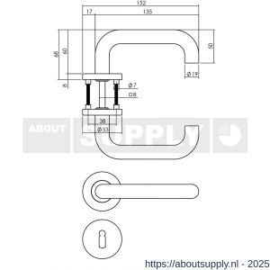 Intersteel 1271 deurkruk Rond op rozet verdekt diameter 53x8 mm met nokken en sleutelrozetten RVS - S26005570 - afbeelding 2