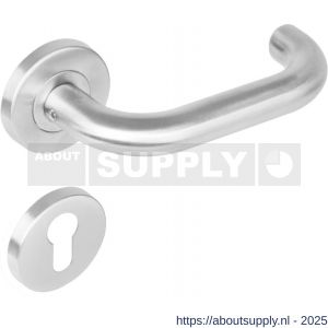 Intersteel 1271 deurkruk Rond op rozet verdekt diameter 53x8 mm met nokken en cilinderrozetten RVS - S26005571 - afbeelding 1