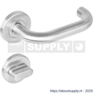 Intersteel 1271 deurkruk Rond op rozet verdekt diameter 53x8 mm met nokken en WC-sluiting met stift 7x7 mm RVS - S26005573 - afbeelding 1
