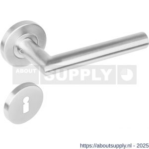 Intersteel 1272 deurkruk Jura op rozet verdekt diameter 53x8 mm met nokken en sleutelrozetten RVS - S26005581 - afbeelding 1
