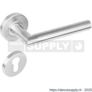 Intersteel 1272 deurkruk Jura op rozet verdekt diameter 53x8 mm met nokken en cilinderrozetten RVS - S26005582 - afbeelding 1